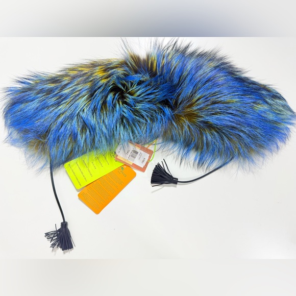 Etro Accessories - Blue Real Fur Collar Scarf Multicolor Statement Luxury Etro
